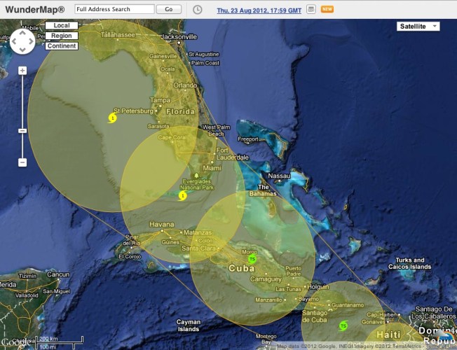 Tropical Storm Isaac Path 23 Aug