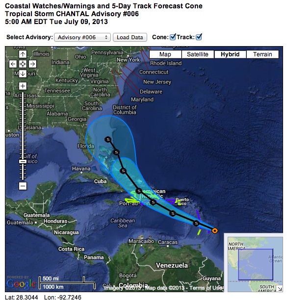 TS Chantal 9.7 1 NOAA Image