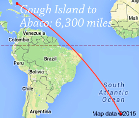 Gough Island to Abaco 6300 miles