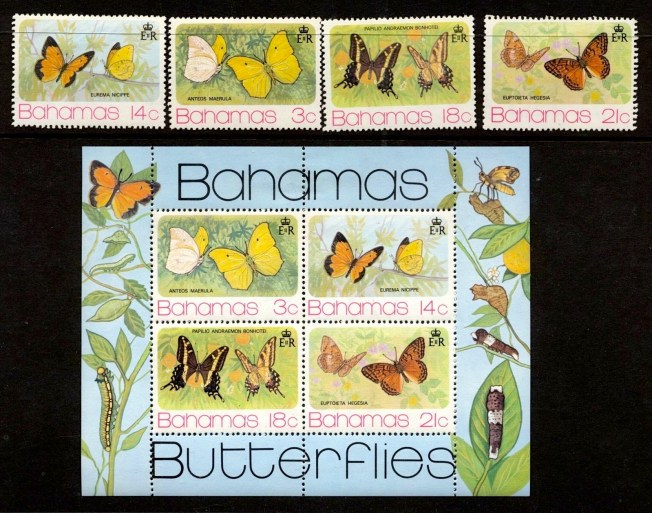 Bahamas Butterfly Stamps 1974