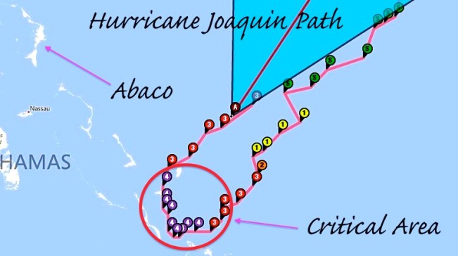 Hurricane Joaquin Storm path October 3