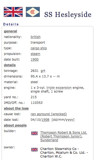 Hesleyside details wrecksite.eu
