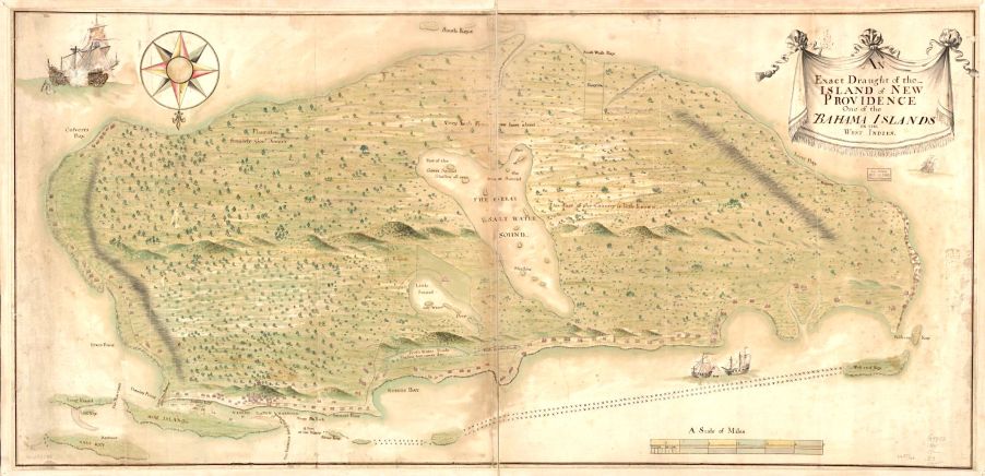 Map of New Providence / Nassau Bahamas (early c18)