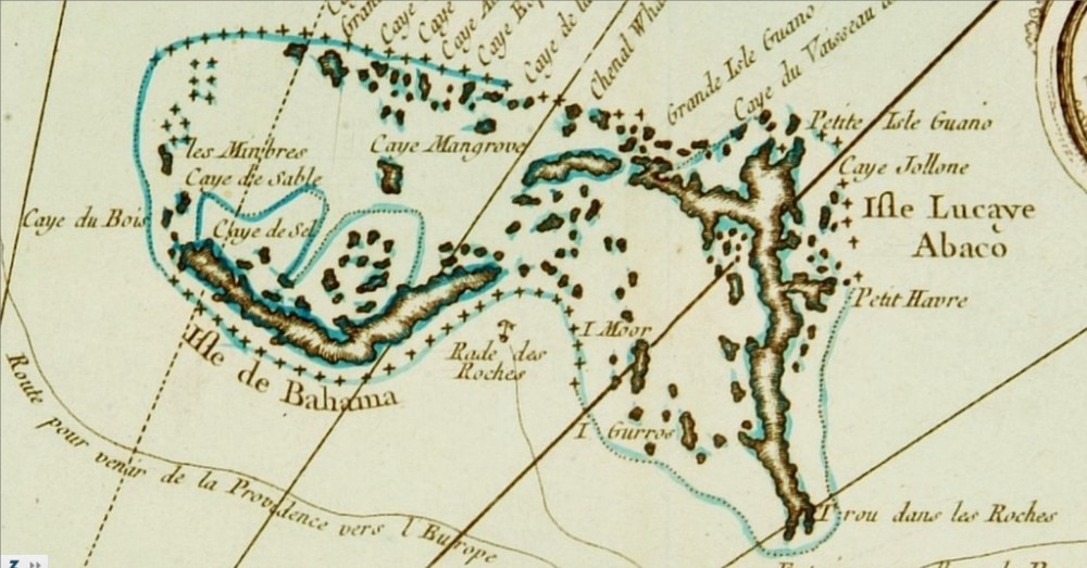 Bellin Map 1764 - Carte des Isles Lucayes
