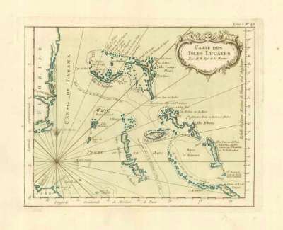 Bellin Map 1764 - Carte des Isles Lucayes