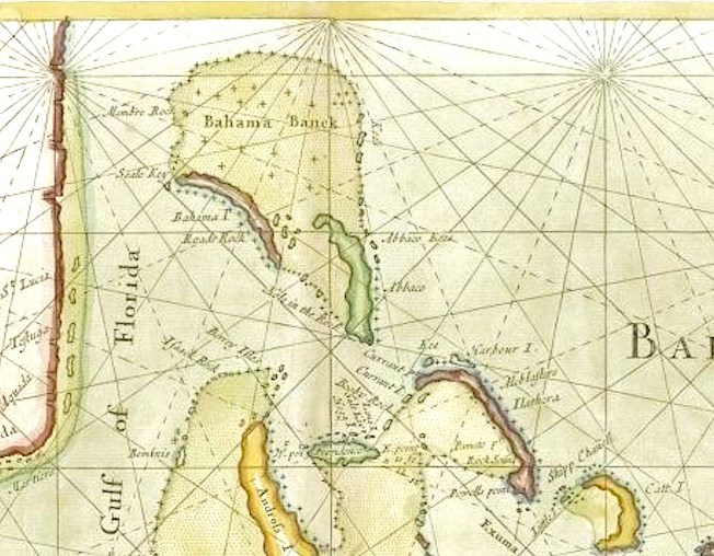 Map of the Bahama Islands - Samuel Thornton - c1702