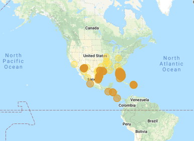 Polydamas (gold-rimmed) Swallowtail Battus Polydamas Range Map